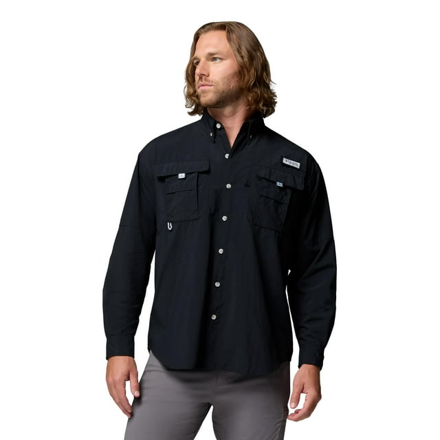 Camisa de pesca Columbia PFG Bahama II de manga larga negra para hombre