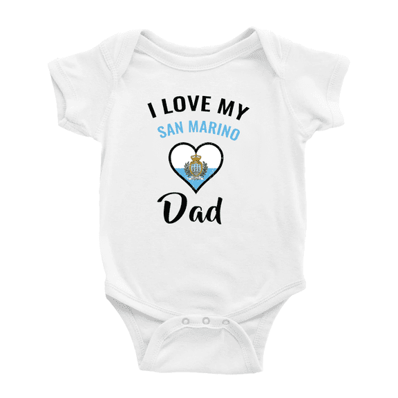 I Love My San Marino Dad Heart Flag Baby Bodysuits Newborn Clothes (White, 12-18 Months)