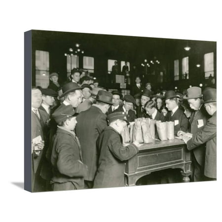 Trading at the Cash Tables Wheat Pit, Chicago, 1931 Stretched Canvas Print Wall Art By American