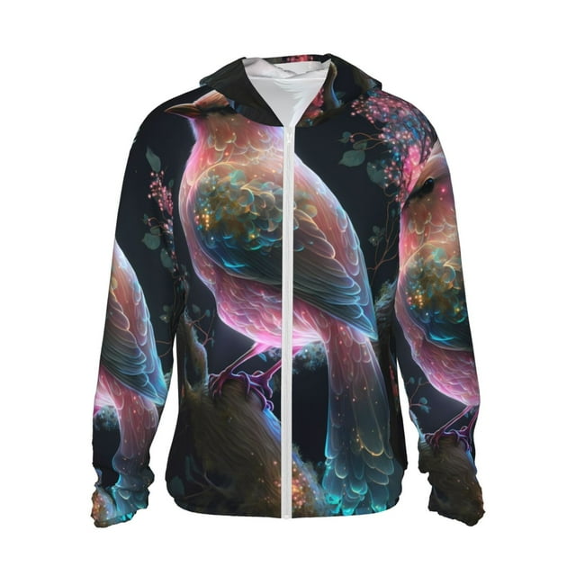 Naloa Veste Légère Bird 3 rint pour Hommes et Femmes, Protection Solaire à Fermeture Éclair Complète, Sweat à Capuche à Manches Longues pour la Randonnée, la Pêche, les Voyages, avec Poches Zippées - Petit