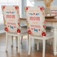 thumbnail image 2 of Happy Mother's Day Chair Covers Set of 2 Love You Mom Red Floral Petals Linen Texture Chair Back Covers Stretch Removable Washable Slipcovers Protector for Dining Room Kitchen Party Decor, 2 of 9