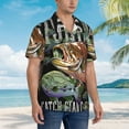 thumbnail image 3 of Fotbe bass water fishing Pattern Hawaiian Shirt for Men Unisex Summer Beach Casual Short Sleeve Cotton Linen Button Down Shirts,Large, 3 of 7