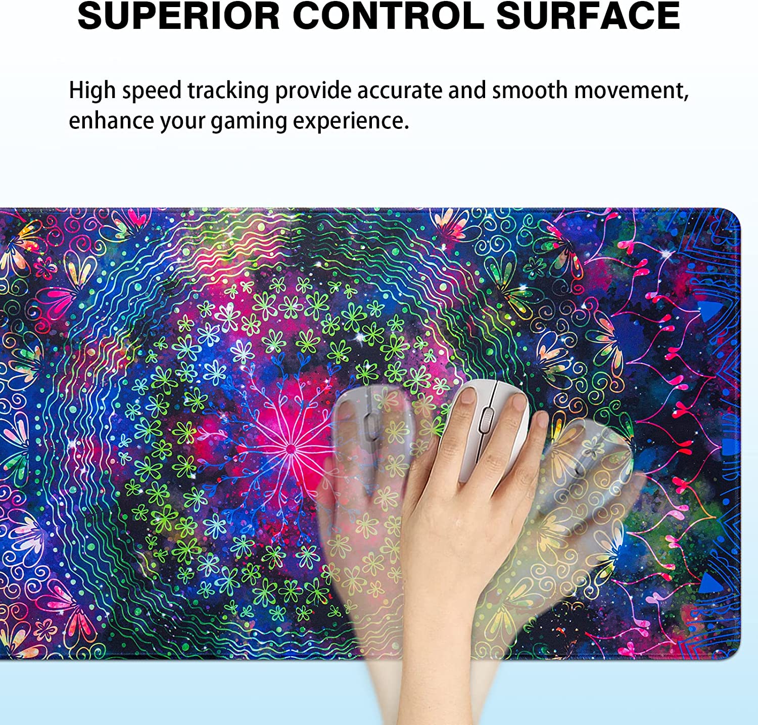 Gaming Mouse Pad, Extended Mouse Pad 31.5x15.7inch XXL Large Big Computer Keyboard Mouse Mat Desk Pad with Non-Slip Base and Stitched Edge for Home Office Gaming Work
