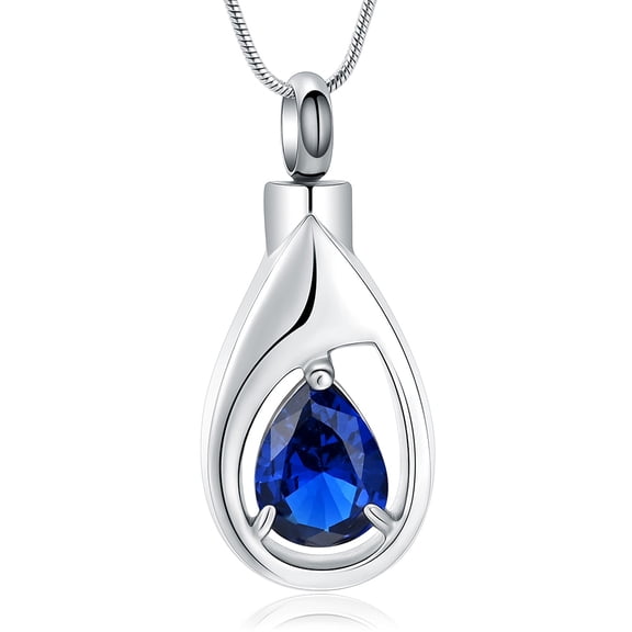 Teardrop Urn Necklace for Ashes - Birthstones Cremation Pendant Memorial Keepake Funeral Necklace Jewelry Gifts for Women