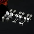 thumbnail image 4 of 5 Pairs Titanium Screw Back Stud Earrings Set Round Cubic Zirconia Earrings for Women Men, Silver (2-6mm), 4 of 11