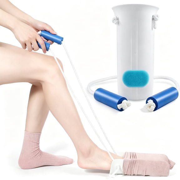 No Bend Sock Aid Dressing Tool, Adjustable Rope Sock Slider Helper for Elderly, Pregnant & Post Surgery Recovery
