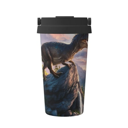 

Adobk Sunset Cliff Dinosaur Print Stainless Steel Coffee Mug -Vacuum Insulated Coffee Tumbler - Leakproof Travel Mugs Insulated for Hot & Cold Drinks