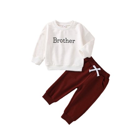 

Bagilaanoe 2pcs Toddler Baby Boy Long Pants Set Letter Print Long Sleeve Sweatshirt Tops + Trousers 12M 18M 24M 3T 4T 5T Kids Casual Outfits