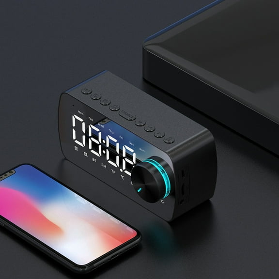 Wireless Bluetooth Speaker,Mirror Clock Wireless Bluetooth Speaker,Portable Voice Broadcast Alarm Clock,Night Light With LED Display,For Home Dormitory Outdoor Travel.
