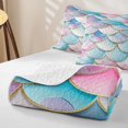thumbnail image 4 of Manfei Mermaid Scale Twin Quilt Set, Dreamy Ocean Princess Twin Coverlet Set, Blue Pink, 2-Piece, 1 Bedspread and 1 Pillowcase, 4 of 7