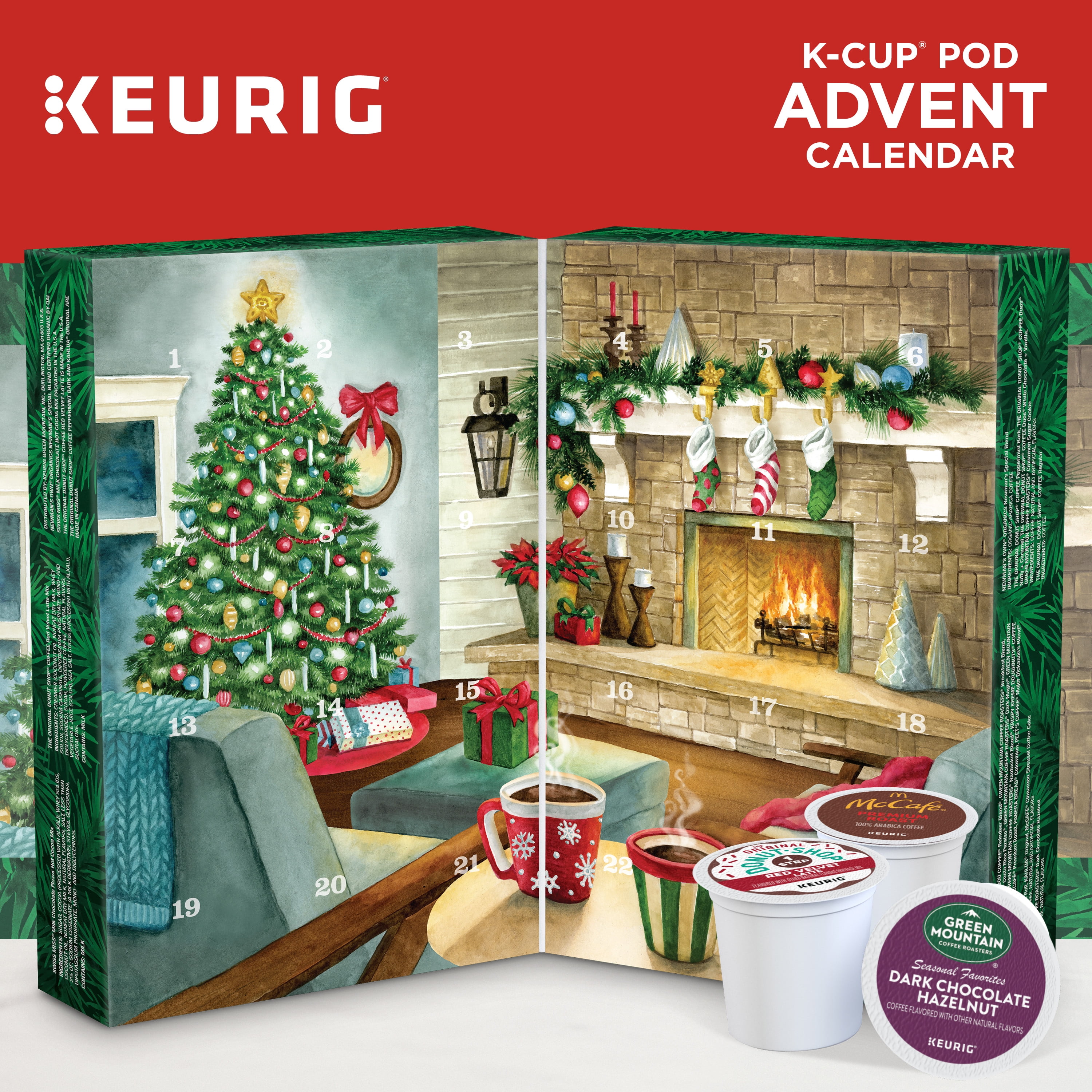 Keurig Advent Calendar Variety Pack Single Serve Pods, Medium Roast, Coffee  Pods, 24 Ct - Walmart.com