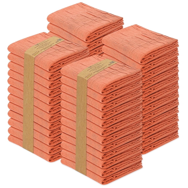 RUVANTI Serviettes en Sac de Farine 50 Unités 28x28 Pouces, Torchon 100 % Coton, Réutilisable, Lavable en Machine, Absorbantes - Chiffon Parfait pour Sécher la Vaisselle et Nettoyer - Orange