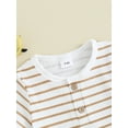 thumbnail image 6 of Bslissey Toddler Baby Boys Summer Clothes Short Sleeve Stripe Print T-shirt Tops + Solid Color Elastic Waist Shorts 6M 12M 18M 24M 3T Infant Casual Short Pants Sets, 6 of 9