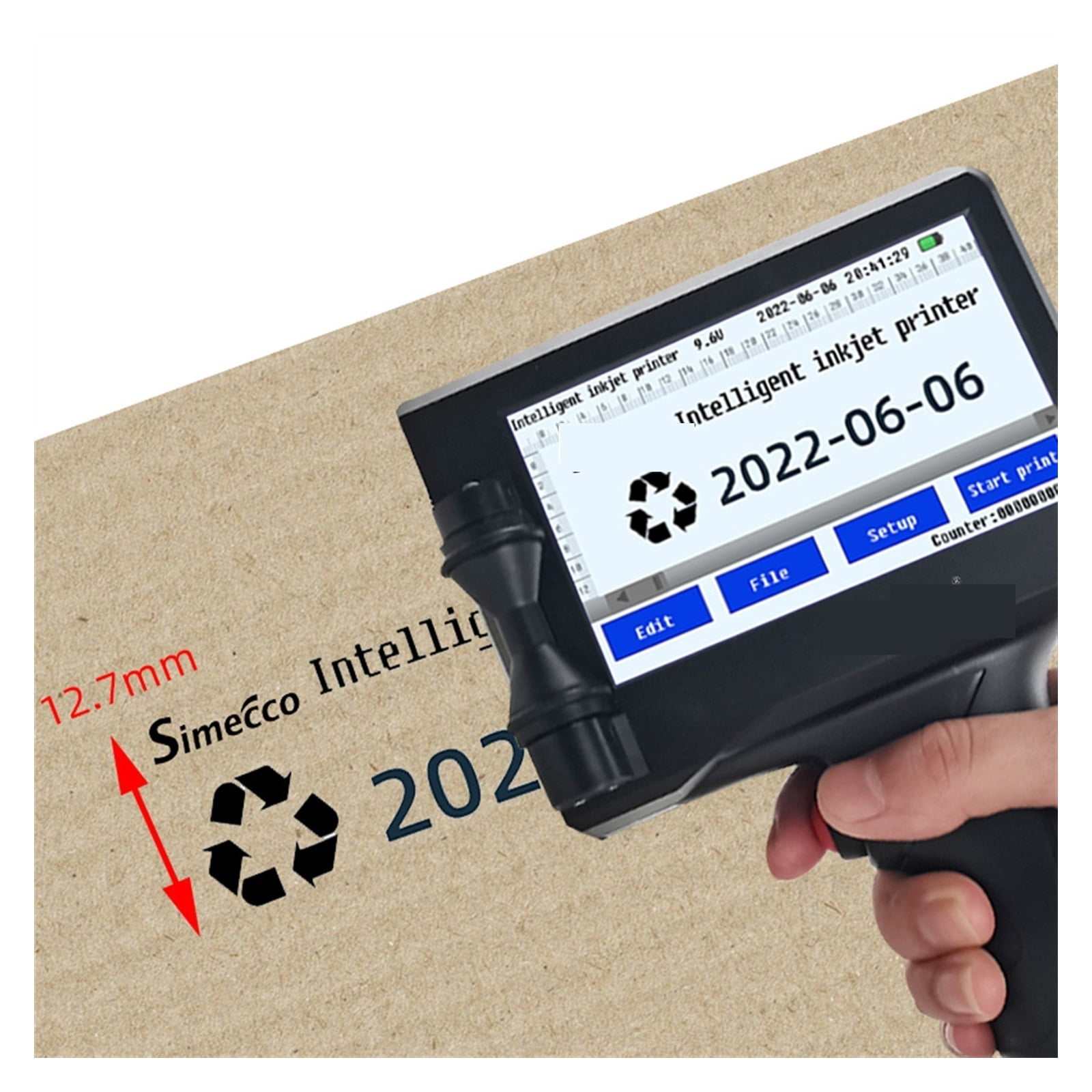 English 12.7mm Handheld Inkjet Printer Portable Small Label Coding Machine Production Date QR Barcode Logo Permanent Ink ,Multifunction Inkjet Printer