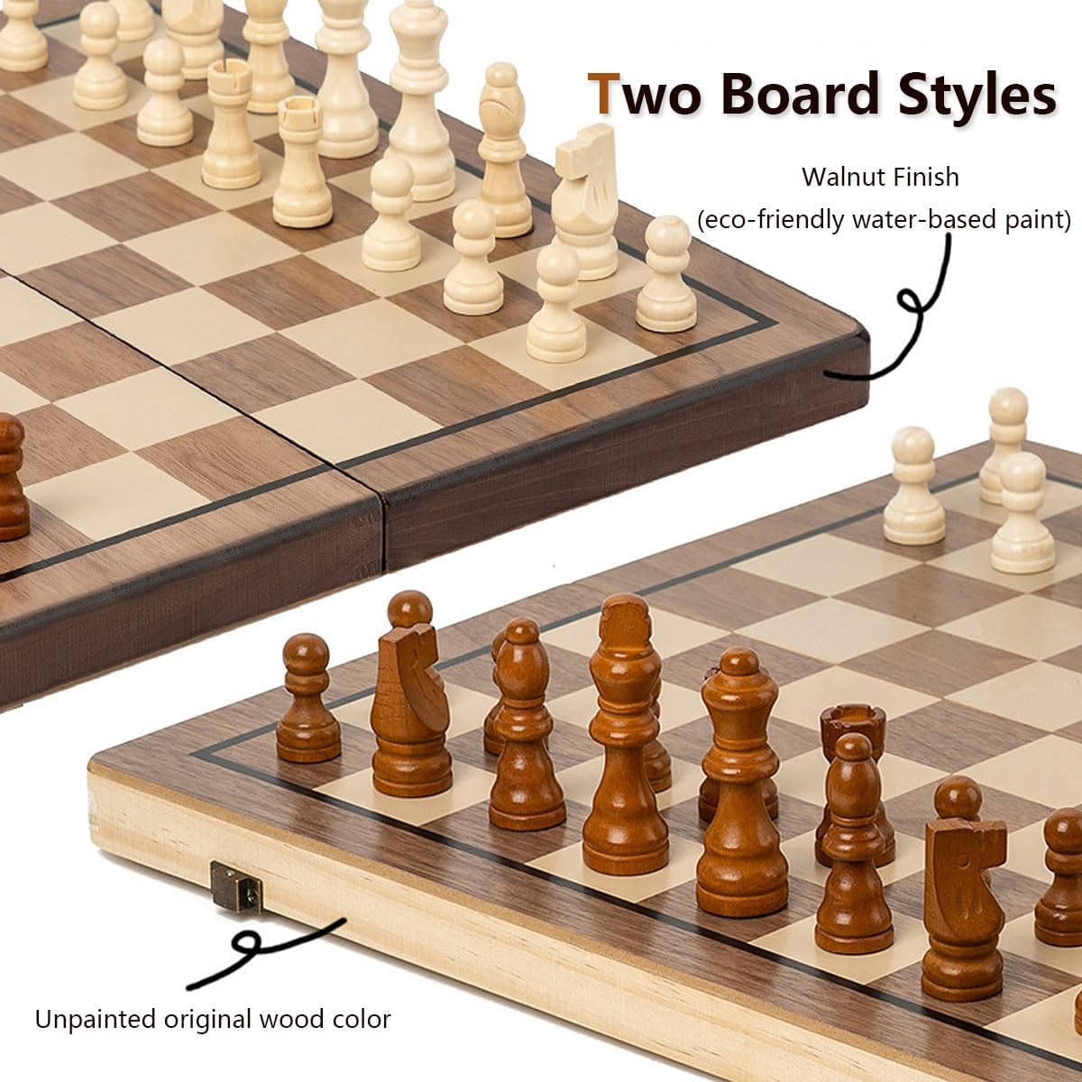 Morfeiy Magnetic Wooden Chess Set, 15-Inch Folding Board photo 2