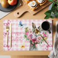 thumbnail image 2 of Easter Bunny Placemats Set of 8, Cute Rabbits Spring Daisy Flowers Pink Plaid Placemats for Dining Table, Place Mats for Kitchen Tabletop, Waterproof Wipeable Dining Table Mats Set, 2 of 9