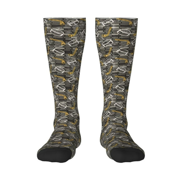 Gaeub Hockey1 Print Design Socks Stretchy High Tube Socks for Men Women Teens , Softball Soccer Socks for Hiking, Sport
