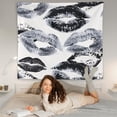 thumbnail image 4 of Trendy Black and White Kiss Lips Tapestry Wall Hanging, Funky Makeup Wall Decor, Fashion Aesthetic Wall Blanket Decor for Girls Room College Dorm Makeup Room Beauty Room, 4 of 6
