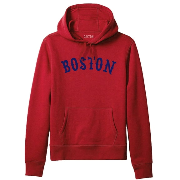 Daxton Adult Unisex Pullover USA Cities States Comfort Hoodie Fleece Sweatshirt, Boston Red Navy, Large