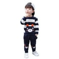 thumbnail image 3 of Otqutp 2 to 5Years Autumn Winter Kids Baby Girl Boy Clothes Set Long Sleeve Striped Bear Tops+Pants Tracksuit Outfits Clothing(Navy,6-7 Years), 3 of 8
