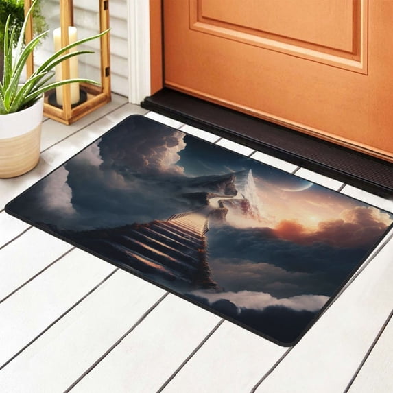 Fantasy Mountains Stairs Rugs Doormat, Non-Slip Machine Washable Carpets Floor Door Mat , 36" x 24"