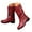Red, variant on Slouchy Mid Calf Boots for Women Vintage Leather Wide Calf Round Toe Casual Low Heel Pull on Riding Booties
