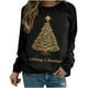 thumbnail image 1 of Camiseta holgada de manga larga con cuello redondo y estampado navideño para mujer Fridja FKASFK1093, 1 of 4