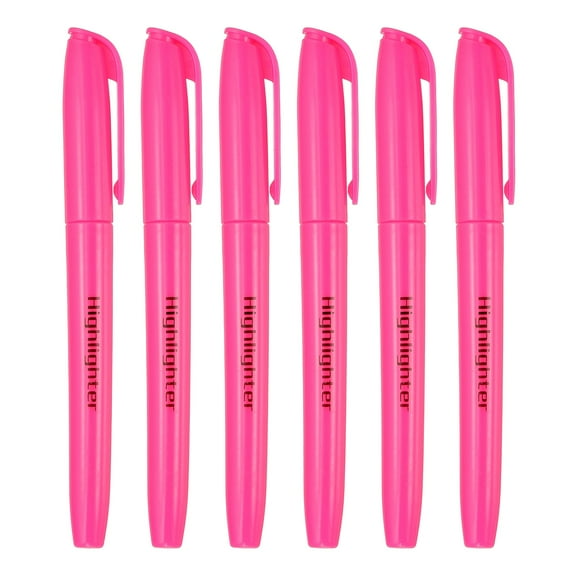 Pink Highlighter, 6 Pack High Lighters No Bleeds Highliters Pens Neon Clear View Bright Quick Dry Pocket Marker Pen Sticks Chisel Tip Cute for Books Office Adults Classroom