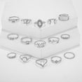 thumbnail image 5 of UDIYO 15Pcs/Set Women Bohemian Artificial Gemstone Rhinestone Finger Ring Jewelry Gift, 5 of 6