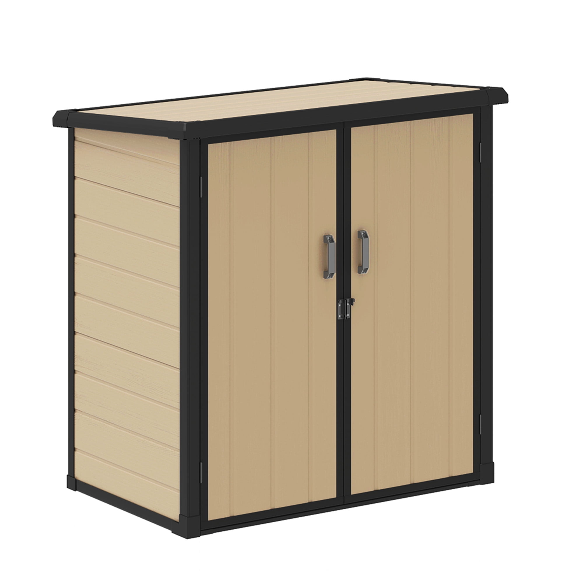 Uforic 51 Cu Ft Outdoor Vertical Storage Shed with Floor & 2 Shelves, Waterproof, Lockable (Brown)