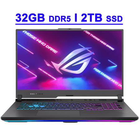 Asus ROG Strix G17 G713 Premium Gaming Laptop 17.3" WQHD IPS 240Hz AMD 12-Core Ryzen 9 7845HX 32GB DDR5 2TB SSD GeForce RTX 4060 8GB USB-C RGB Backlit Fast Charging Intelligent Cooling Win11 Black