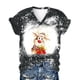 thumbnail image 4 of Pntutb Mujeres Casual Loose Christmas Elk Cuello en V Camisetas de manga corta Hombres Mujeres tops Pntutb Pntutb-8734, 4 of 6