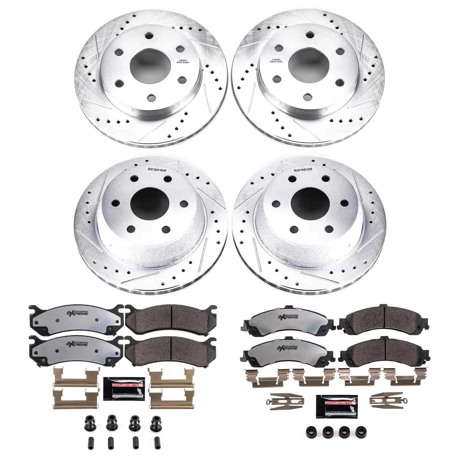 PowerStop Front and Rear Z36 Truck & Tow Carbon-Fiber Ceramic Brake Pad and Drilled and Slotted Rotor Kit Fits: CADILLAC CHEVROLET GMC Select Models K2015-36