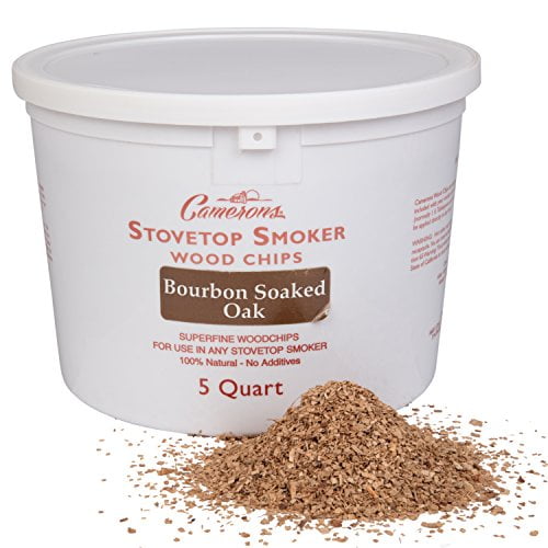 Wood Smoking Chips 5 Quart Bucket of Bourbon Soaked Oak Wood Chips