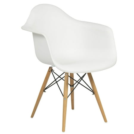Armchair Online Best Choice Products Eames Style Modern Mid-Century Armchair with Molded Plastic Shell, White ()