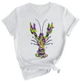 thumbnail image 2 of BOOMILK Mardi Gras Shirts for Women Carnival Crawfish Lobster Print V Neck T-shirt Plus Size Summer Top Graphic Tees, 2 of 8