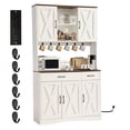 thumbnail image 5 of Haverchair 71" Kitchen Pantry Storage Cabinet, Farmhouse Hutch Cabinet with Microwave Stand, Tall Food Pantry Cabinets w/2 Drawers & 6 Hooks, Charging Station, Storage Cabinets for Dining Room, 5 of 9