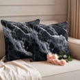 thumbnail image 2 of Black Marble Outdoor Waterproof Pillow Covers, Vintage Chic Abstract Texture Aesthetic Decorative Square Throw Pillowcase Sofa Cushion Sham for Patio/Couch/Chair, 24"x24" 2 Pack, 2 of 8