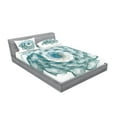 thumbnail image 2 of Ambesonne Teal Fitted Sheet & Pillow Sham Set, Exquisite Flower Shaped, King, Teal, 2 of 2