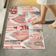 thumbnail image 2 of Yayeee Bath Rug for Bathroom Floor Non Slip Contour Fluffy Soft Absorbent Mat, 20"x24", Light Pink Gingerbread Houses, 2 of 7