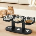 thumbnail image 5 of Height Adjustable Cat Raised Bowls - 3 Stainless Steel Food & Water Bowls With Black Wooden Shelf, Elevated Pet Feeding Station For Indoor Cats, Promote Healthy Eating Habits, 6.3*16.5*6in, 5 of 6