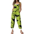 thumbnail image 5 of WTOBBY Halloween Printed Women's Jumpsuit, Casual Loose Retro Design with Suspenders in Cotton Linen Blend, Ideal for Relaxed and Fashionable Wear,Fluorescent Green2XL, 5 of 6