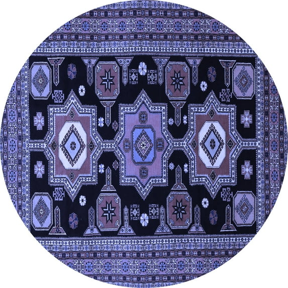Ahgly Company Machine Washable Indoor Round Persian Blue Traditional Area Rugs, 8' Round