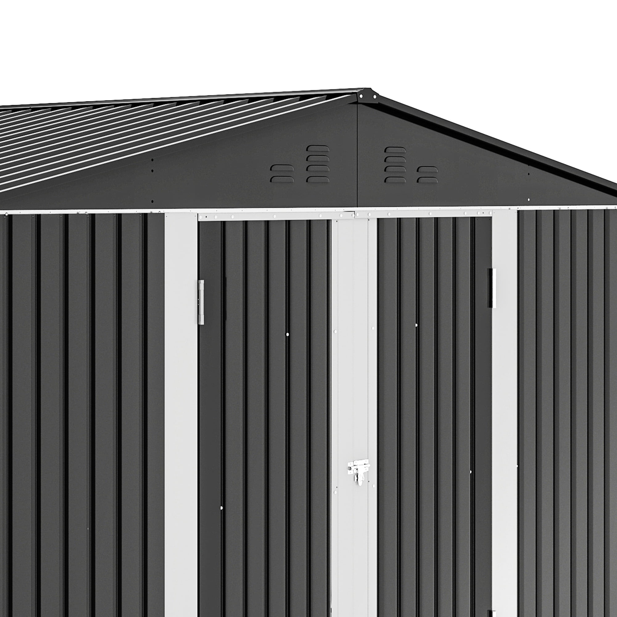 Uforic 9'x6' Outdoor Storage Shed,Metal Tool Storage Sheds w/Windows,Locking System for Garden Patio,Dark Gray