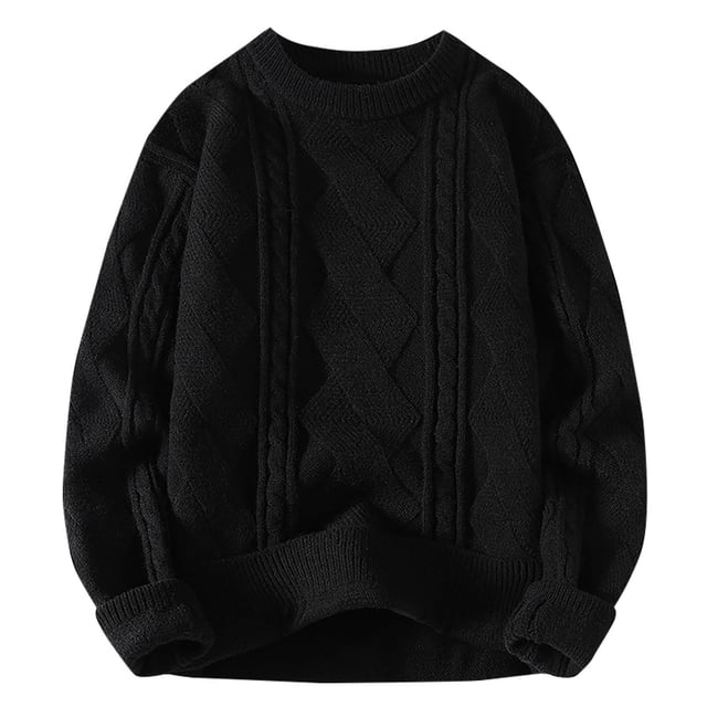 Styesk Mens Sweater Solid Color Pullover Sweater Cable Knit Crewneck Sweater Casual Loose Sweaters with Ribbing Edge Comfy Soft Oversized Sweater