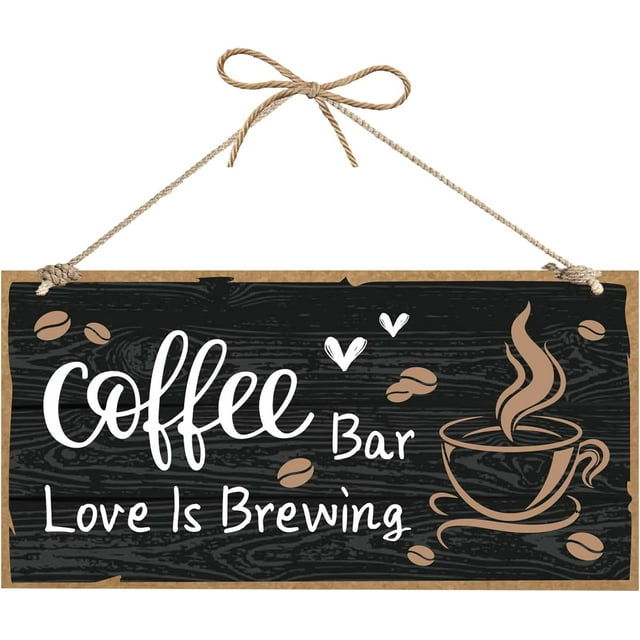 Letrero de madera rústico con texto "But First Coffee", con granos de café impresos, decoración para despensa, cocina, arte de pared de madera rústica, decoraciones colgantes.