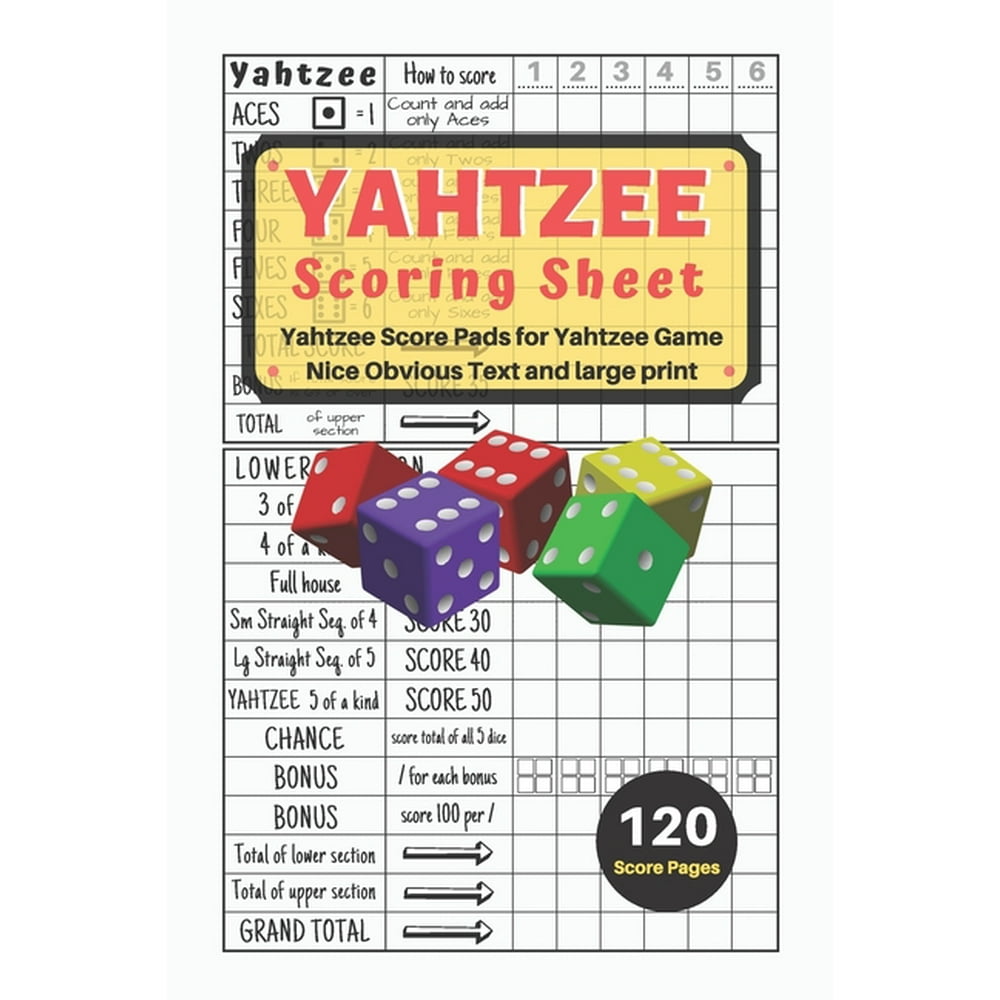 Yahtzee Scoring Sheet V.11 Yahtzee Score Pads for Yahtzee Game Nice