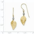 thumbnail image 4 of Primal Gold 14K Two Tone Gold Stamped Leaf Shepherd Hook Earrings, 4 of 4
