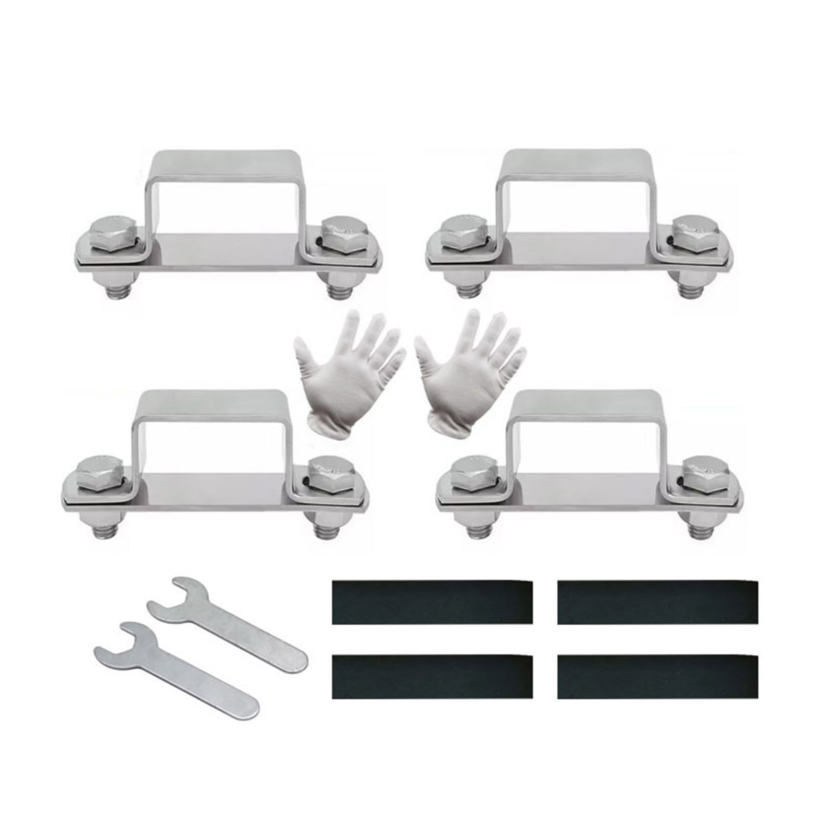 4Pcs Pipe Clamp U Shaped Connector Bracket Metal Steel Rod Security Holder Brackets for Door Window Shed Enduring