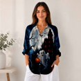 thumbnail image 5 of Nyfairy Plus Size Women's Halloween Print Long Sleeve Button Down Casual Shirt, 5 of 5